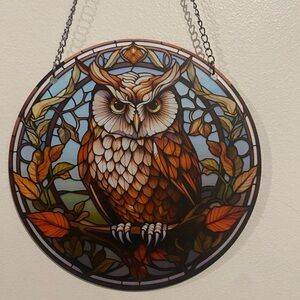 COPY - Brown wise owl, 6 inch acrylic window ornament, suncatcher